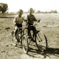 Riding the bikes Fred and George Jones, Koonda. 1950s