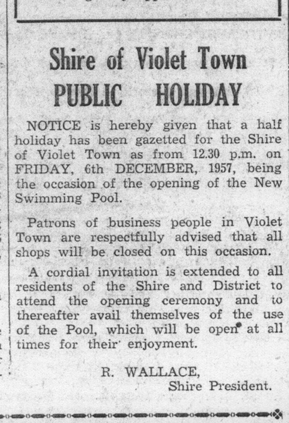 VT Pool opening public holiday