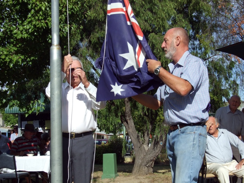 Australia Day 2010 - Flag raising Phil James, Harry Daley