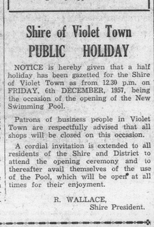 VT Pool opening public holiday